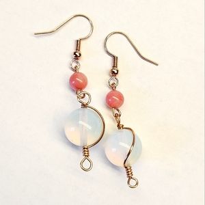 Opalite and Pink Shell Beaded Earrings